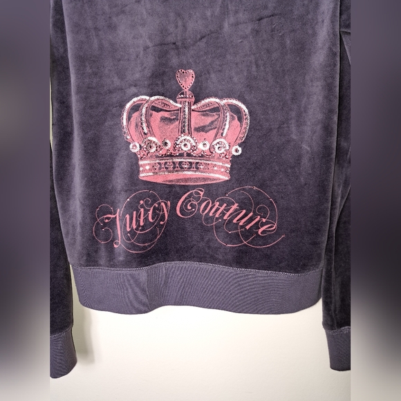 Juicy Couture Full Zip Hooded Sweatshirt Velour Purple Women's Size XL - Picture 8 of 13